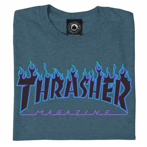 Camiseta Thrasher DARK HEATHER FLAME LOGO - Imagen 2