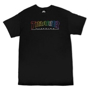 Camiseta Thrasher Outlined Rainbow Mag - Negro