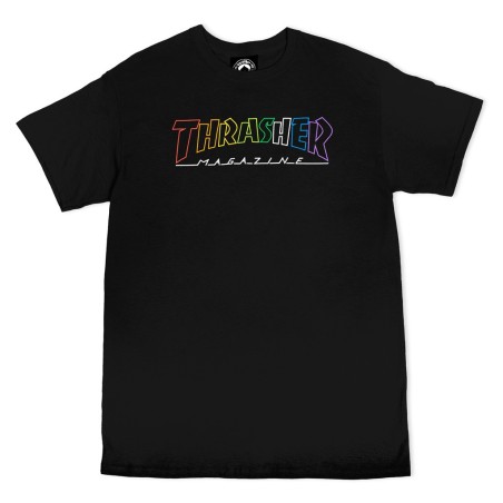 Camiseta Thrasher Outlined Rainbow Mag - Negro