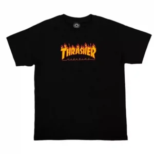 Camiseta Thrasher Flame Kids - Negro