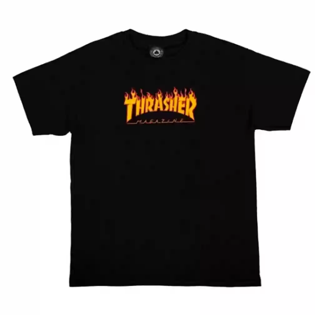 Camiseta Thrasher Flame Kids - Negro