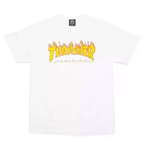 Camiseta Thrasher Flame Kids - Blanco