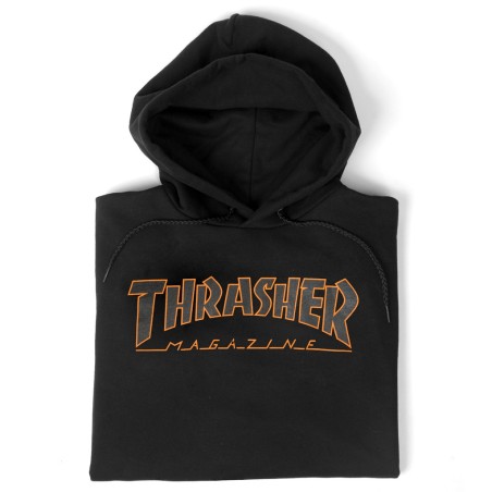 Sudadera Thrasher Outlined Hood Orange - Negro - Imagen 2