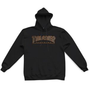 Sudadera Thrasher Outlined Hood Orange -  Negro