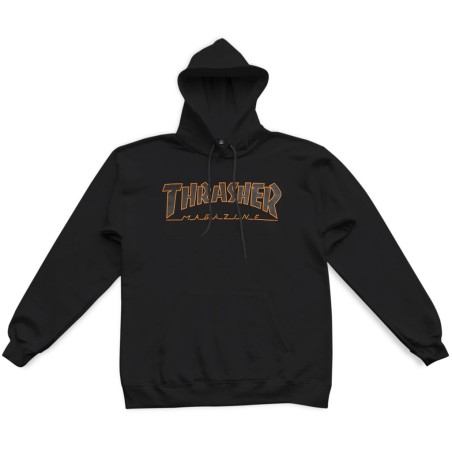 Sudadera Thrasher Outlined Hood Orange - Negro