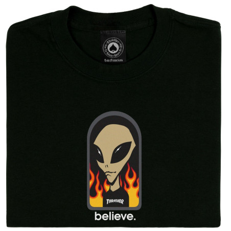 Camiseta Thrasher x Aws Believe - Negro - Imagen 2