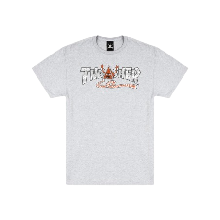 Camiseta THRASHER X TOY MACHINE PYRAMID ASH GREY